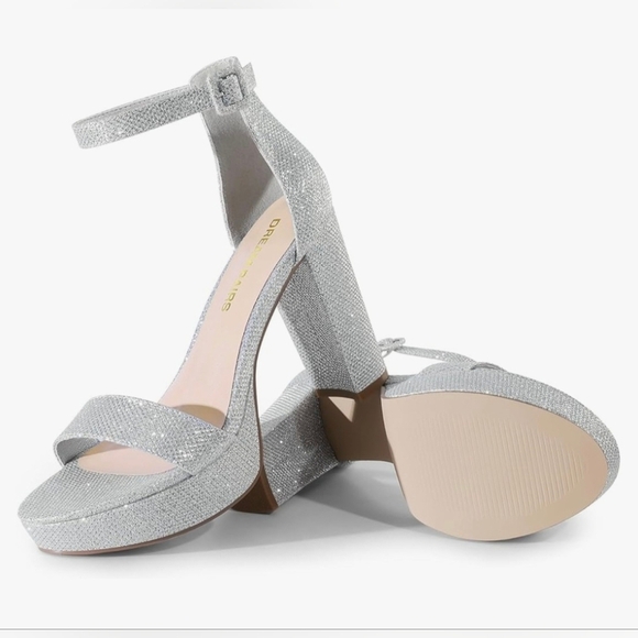 Dream Pairs Silver Block Heel Sandals #651 - Picture 10 of 11